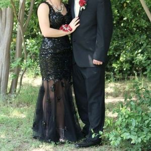 Sequin black fit and flare formal/ pagenat dress
